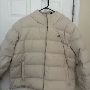 Adidas Cream Puffer Jacket with Quilted Design